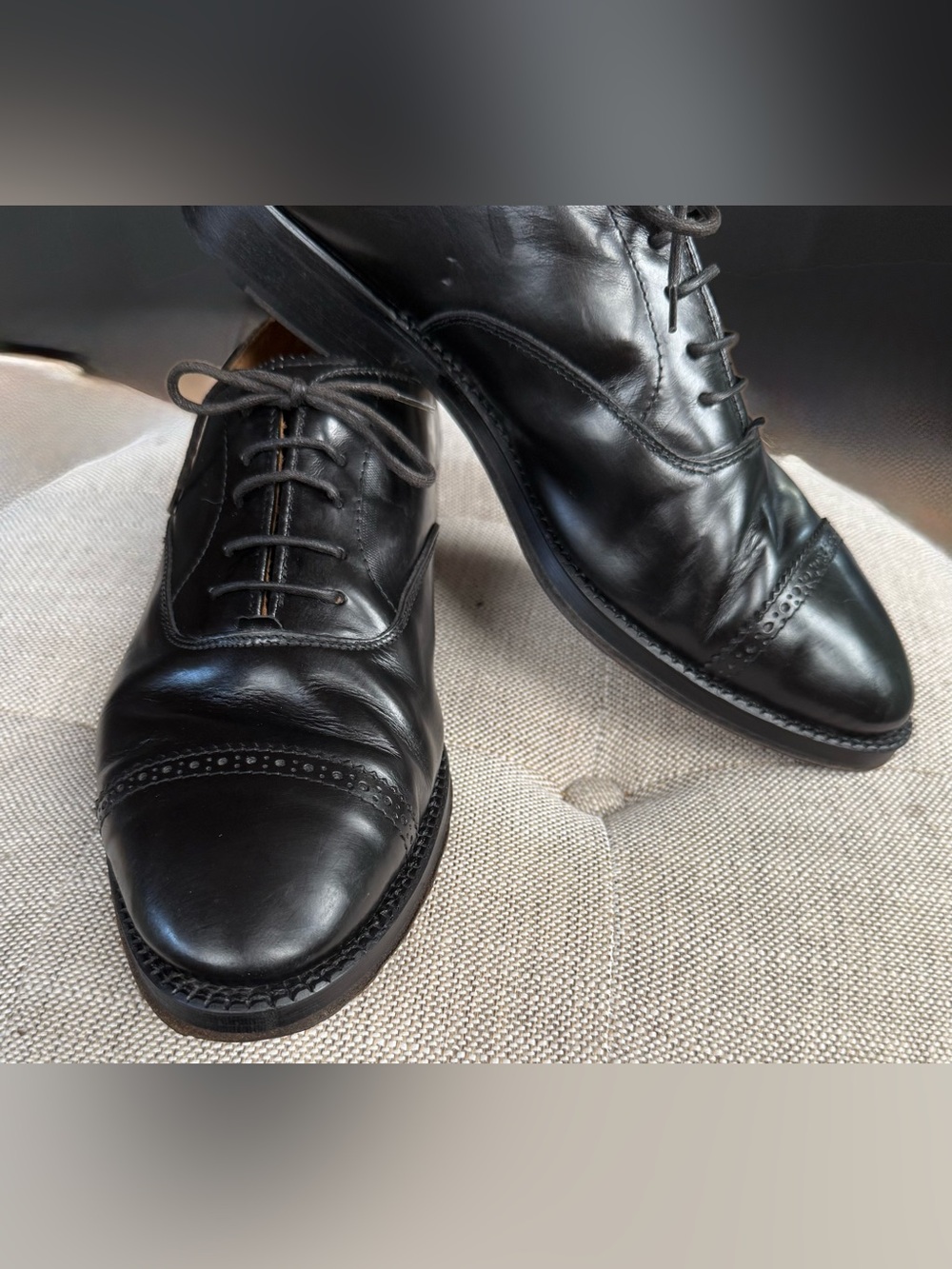 Amalfi Majestic Classic Black Cap-Toe Oxford Men’s Dress Shoes